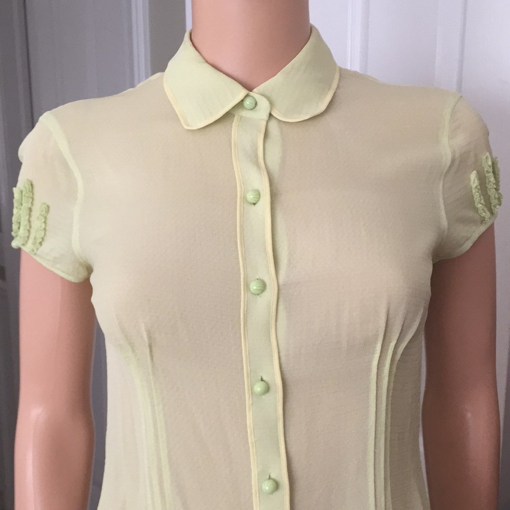 Vintage Ann Taylor 100% Silk Semi Sheer Cap Sleeve Blouse Romantic Elegant Top - Picture 3 of 13